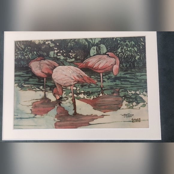 Beth Erlund signed and numbered Flamingo Batik print - Picture 1 of 5